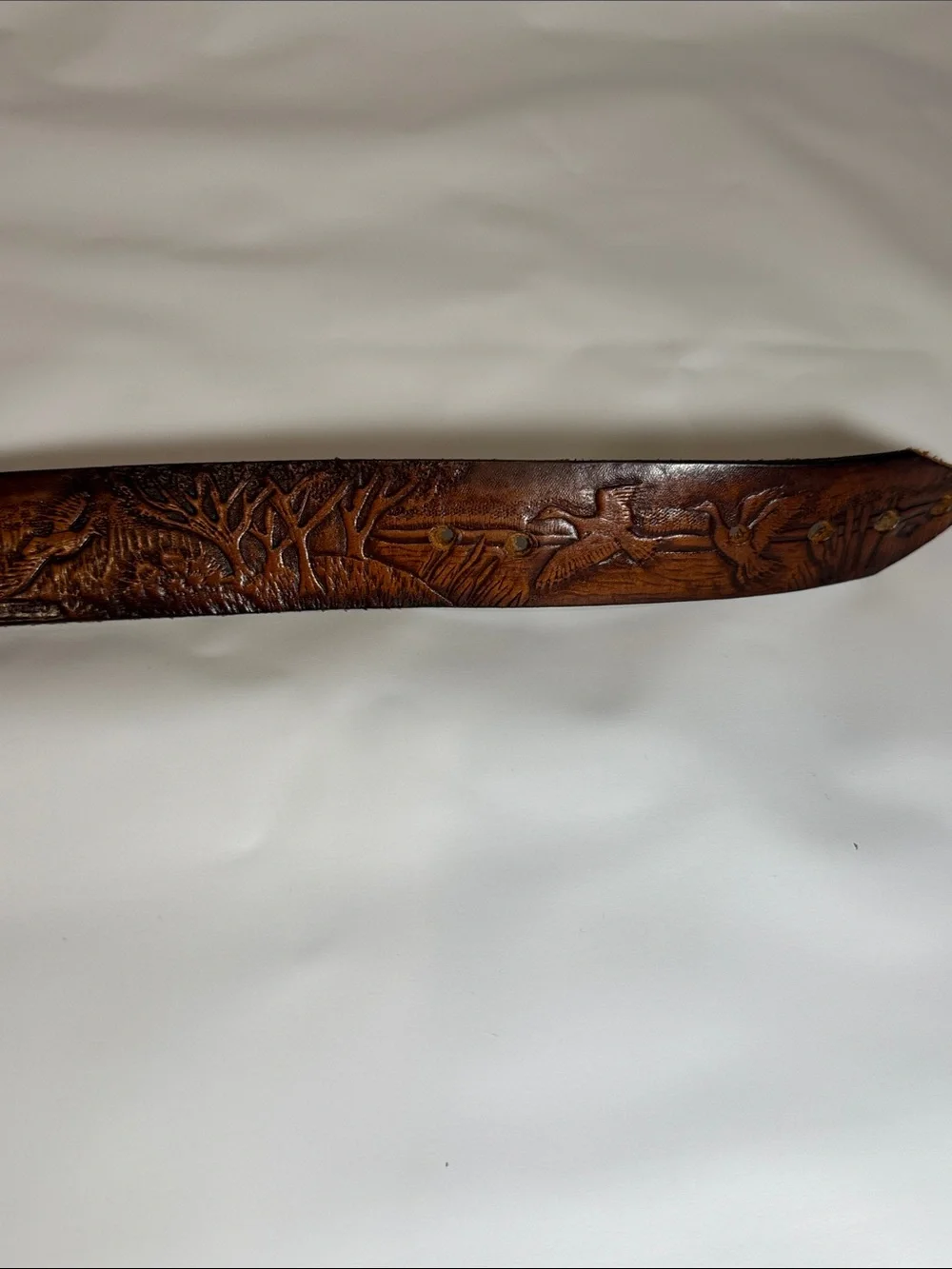 Vintage Handcrafted Tooled Leather Belt produced by Gabco in 1983